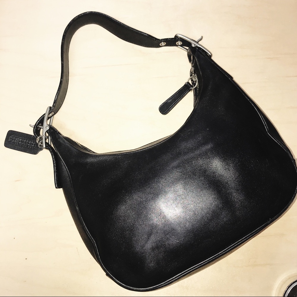 Vintage COACH shoulder bag black leather purse